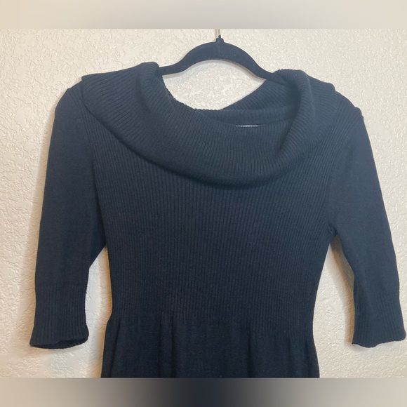 Evan Picone Cowl Neck Sweater Dress Petite Midi Length 3/4 Sleeves Cotton Angora - Picture 2 of 9